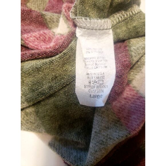 Sun & Moon Olive Plaid Faux Sued Elbow Patch Open Front Cardigan Size Large - Picture 5 of 8